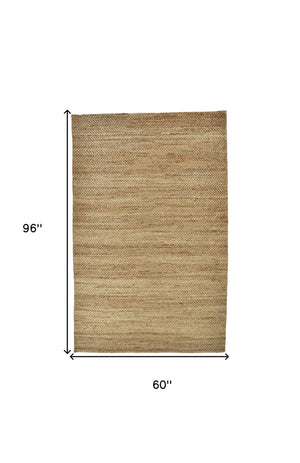 Homeroots 5' X 8' Tan Orange And Brown Hand Woven Area Rug Tan,Orange,Brown Jute 511438