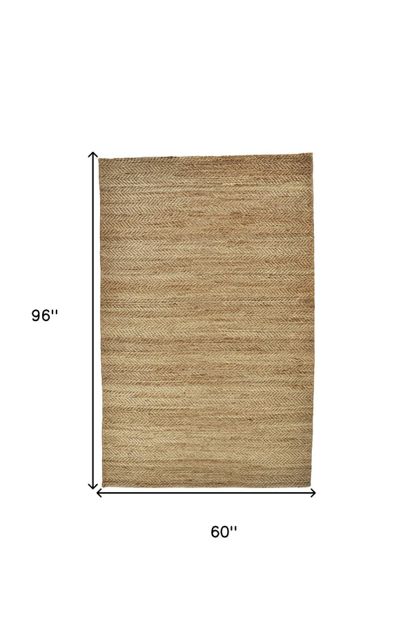 Homeroots 5' X 8' Tan Orange And Brown Hand Woven Area Rug Tan,Orange,Brown Jute 511438