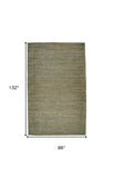 Homeroots 8' X 11' Green Gray And Tan Hand Woven Area Rug Green,Gray,Tan Jute 511442