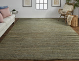 Homeroots 8' X 11' Green Gray And Tan Hand Woven Area Rug Green,Gray,Tan Jute 511442