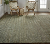 Homeroots 8' X 11' Green Gray And Tan Hand Woven Area Rug Green,Gray,Tan Jute 511442