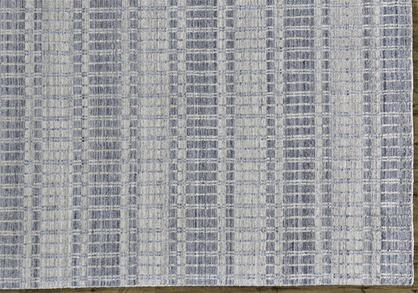 Homeroots 4' X 6' Blue Gray And Ivory Striped Hand Woven Area Rug Blue,Gray,Ivory Viscose 511443