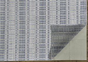 Homeroots 5' X 8' Blue Gray And Ivory Striped Hand Woven Area Rug Blue,Gray,Ivory Viscose 511444