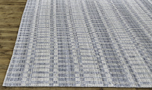 Homeroots 5' X 8' Blue Gray And Ivory Striped Hand Woven Area Rug Blue,Gray,Ivory Viscose 511444