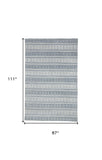 Homeroots 7' X 9' Blue Gray And Ivory Striped Hand Woven Area Rug Blue,Gray,Ivory Viscose 511445