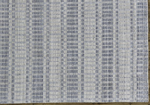 Homeroots 7' X 9' Blue Gray And Ivory Striped Hand Woven Area Rug Blue,Gray,Ivory Viscose 511445