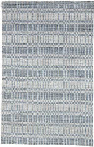 Homeroots 10' X 14' Blue Gray And Ivory Striped Hand Woven Area Rug Blue,Gray,Ivory Viscose 511446