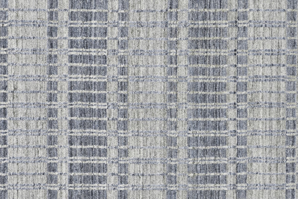 Homeroots 10' X 14' Blue Gray And Ivory Striped Hand Woven Area Rug Blue,Gray,Ivory Viscose 511446