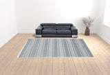 Homeroots 10' X 14' Blue Gray And Ivory Striped Hand Woven Area Rug Blue,Gray,Ivory Viscose 511446