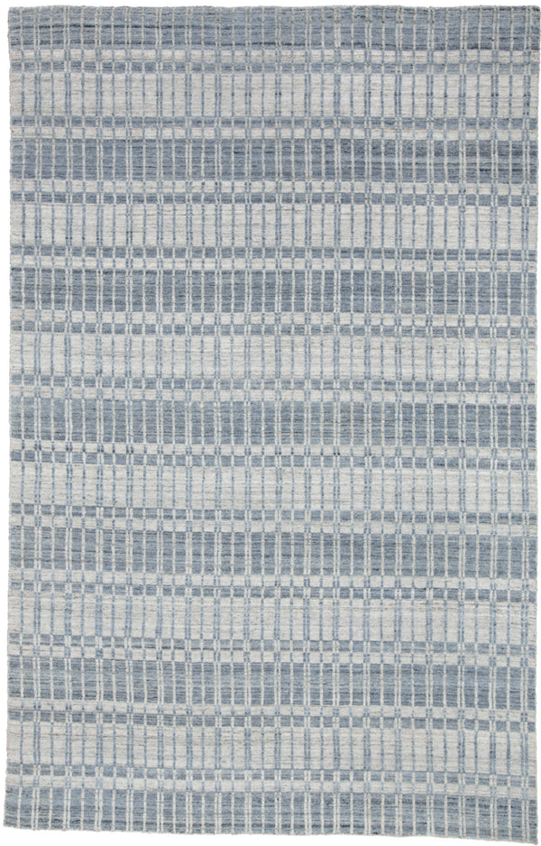 Homeroots 9' X 13' Blue Gray And Ivory Striped Hand Woven Area Rug Blue,Gray,Ivory Viscose 511447