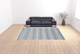 Homeroots 9' X 13' Blue Gray And Ivory Striped Hand Woven Area Rug Blue,Gray,Ivory Viscose 511447