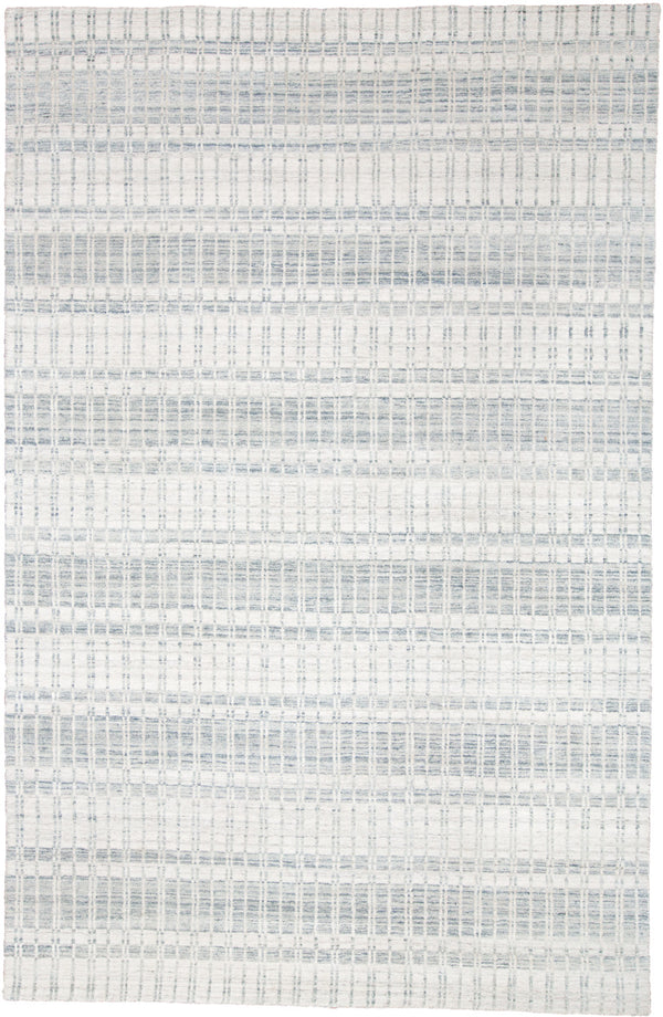 Homeroots 5' X 8' Ivory And Blue Striped Hand Woven Area Rug Ivory,Blue Viscose 511450