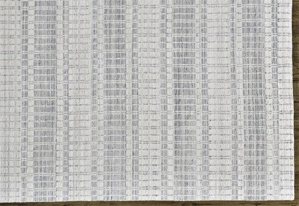 Homeroots 5' X 8' Ivory And Blue Striped Hand Woven Area Rug Ivory,Blue Viscose 511450