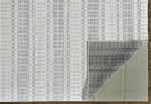 Homeroots 2' X 3' Ivory And Blue Striped Hand Woven Area Rug Ivory,Blue Viscose 511454