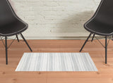 Homeroots 2' X 3' Ivory And Blue Striped Hand Woven Area Rug Ivory,Blue Viscose 511454