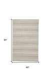 Homeroots 5' X 8' Tan Gray And Silver Striped Hand Woven Area Rug Tan,Gray,Silver Viscose 511456