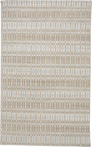 Homeroots 9' X 13' Tan Gray And Silver Striped Hand Woven Area Rug Tan,Gray,Silver Viscose 511458