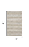 Homeroots 9' X 13' Tan Gray And Silver Striped Hand Woven Area Rug Tan,Gray,Silver Viscose 511458