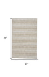 Homeroots 2' X 3' Tan Gray And Silver Striped Hand Woven Area Rug Tan,Gray,Silver Viscose 511459