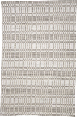 Homeroots 5' X 8' Ivory Taupe And Tan Striped Hand Woven Area Rug Ivory,Taupe,Tan Viscose 511461