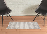 Homeroots 2' X 3' Ivory Taupe And Tan Striped Hand Woven Area Rug Ivory,Taupe,Tan Viscose 511465