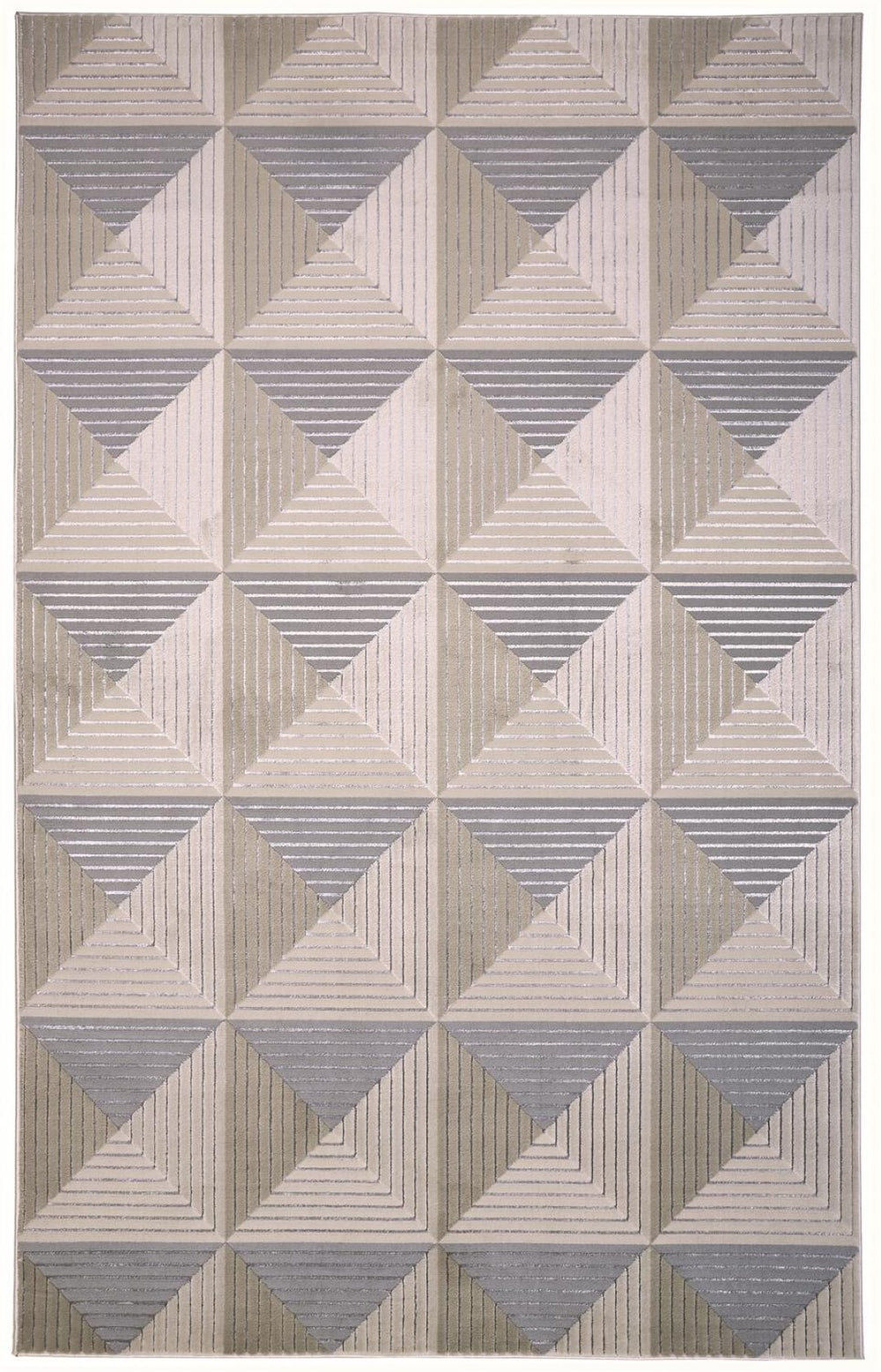 HomeRoots 9' Elegant Beige, Gray, and Ivory Geometric Area Rug – Durable Turkish Craftsmanship for Modern Spaces 9' X 12' 511470