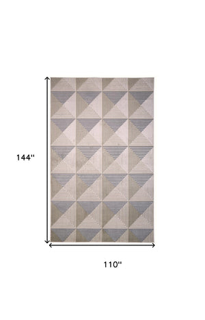 HomeRoots 9' Elegant Beige, Gray, and Ivory Geometric Area Rug – Durable Turkish Craftsmanship for Modern Spaces 9' X 12' 511470