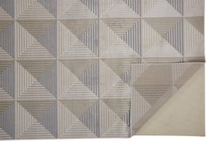 HomeRoots 9' Elegant Beige, Gray, and Ivory Geometric Area Rug – Durable Turkish Craftsmanship for Modern Spaces 9' X 12' 511470