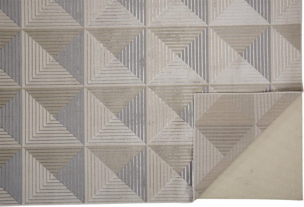 HomeRoots 9' Elegant Beige, Gray, and Ivory Geometric Area Rug – Durable Turkish Craftsmanship for Modern Spaces 9' X 12' 511470