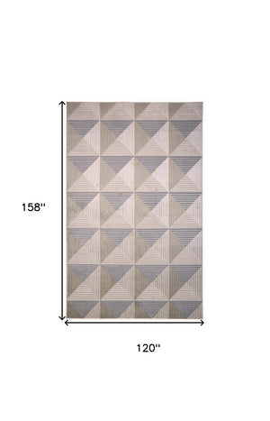 HomeRoots 9' Elegant Beige, Gray, and Ivory Geometric Area Rug – Durable Turkish Craftsmanship for Modern Spaces 10' X 13' 511472