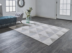 HomeRoots 9' Elegant Beige, Gray, and Ivory Geometric Area Rug – Durable Turkish Craftsmanship for Modern Spaces 10' X 13' 511472