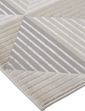 HomeRoots 9' Elegant Beige, Gray, and Ivory Geometric Area Rug – Durable Turkish Craftsmanship for Modern Spaces 10' X 13' 511472