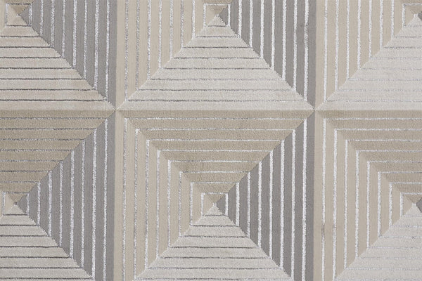 HomeRoots 9' Elegant Beige, Gray, and Ivory Geometric Area Rug – Durable Turkish Craftsmanship for Modern Spaces 10' X 13' 511472