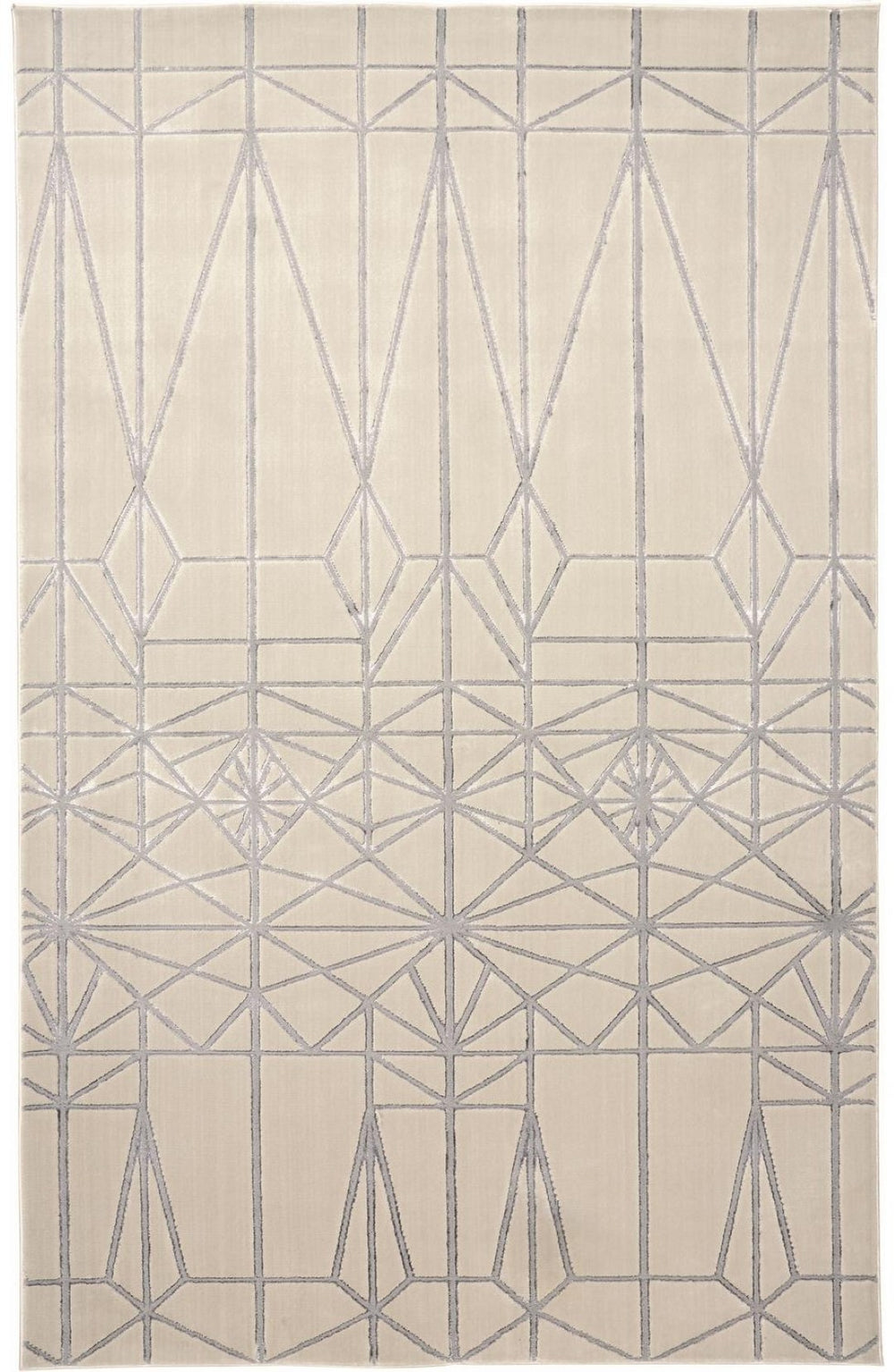 HomeRoots 5' Contemporary Stain-Resistant Geometric Area Rug in White, Silver, and Gray for Modern Spaces 5' X 8' 511476