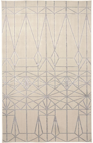 HomeRoots 5' Contemporary Stain-Resistant Geometric Area Rug in White, Silver, and Gray for Modern Spaces 9' X 12' 511478