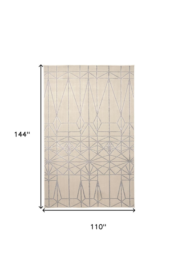 HomeRoots 5' Contemporary Stain-Resistant Geometric Area Rug in White, Silver, and Gray for Modern Spaces 9' X 12' 511478