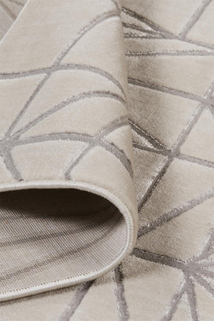 HomeRoots 5' Contemporary Stain-Resistant Geometric Area Rug in White, Silver, and Gray for Modern Spaces 9' X 12' 511478