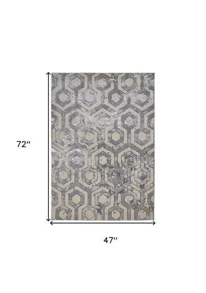 HomeRoots 4' Transform Your Space with a Gray Taupe and Silver Abstract Area Rug for Modern Elegance 4' X 6' 511483