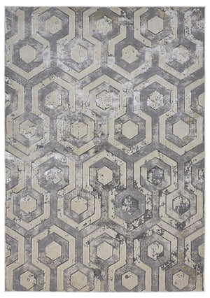 HomeRoots 4' Transform Your Space with a Gray Taupe and Silver Abstract Area Rug for Modern Elegance 5' X 8' 511484
