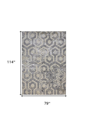 HomeRoots 4' Transform Your Space with a Gray Taupe and Silver Abstract Area Rug for Modern Elegance 7' X 10' 511485