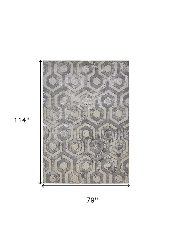 HomeRoots 4' Transform Your Space with a Gray Taupe and Silver Abstract Area Rug for Modern Elegance 7' X 10' 511485