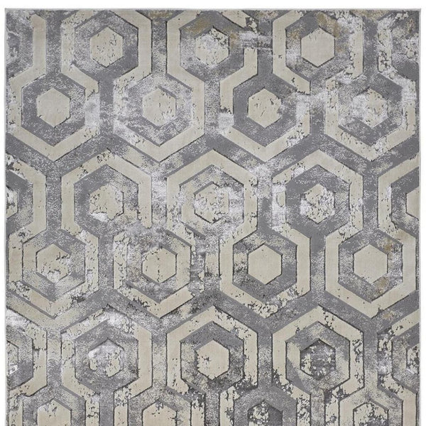 HomeRoots 4' Transform Your Space with a Gray Taupe and Silver Abstract Area Rug for Modern Elegance 9' X 12' 511486