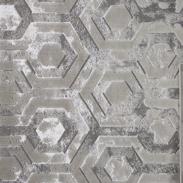 HomeRoots 4' Transform Your Space with a Gray Taupe and Silver Abstract Area Rug for Modern Elegance 9' X 12' 511486