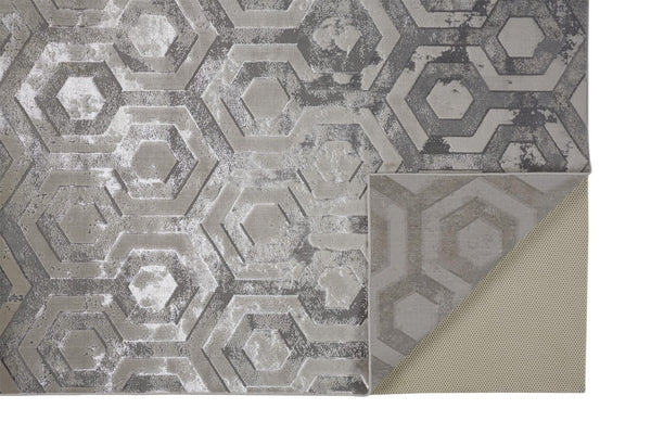 HomeRoots 4' Transform Your Space with a Gray Taupe and Silver Abstract Area Rug for Modern Elegance 9' X 12' 511486