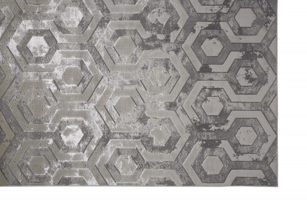 HomeRoots 4' Transform Your Space with a Gray Taupe and Silver Abstract Area Rug for Modern Elegance 9' X 12' 511486