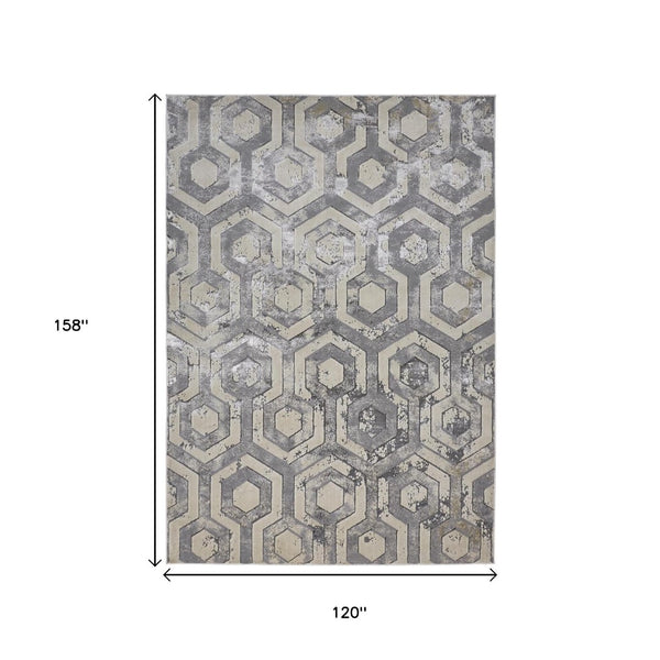 HomeRoots 4' Transform Your Space with a Gray Taupe and Silver Abstract Area Rug for Modern Elegance 10' X 13' 511488