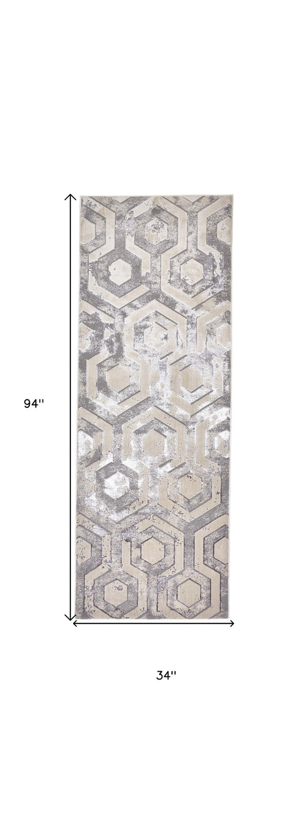 HomeRoots 4' Transform Your Space with a Gray Taupe and Silver Abstract Area Rug for Modern Elegance 8' Runner 511489