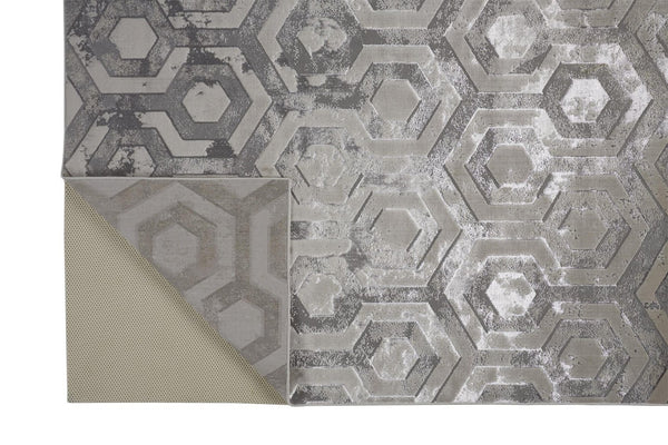 HomeRoots 4' Transform Your Space with a Gray Taupe and Silver Abstract Area Rug for Modern Elegance 12' X 15' 511490