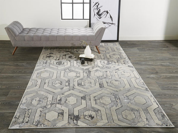 HomeRoots 4' Transform Your Space with a Gray Taupe and Silver Abstract Area Rug for Modern Elegance 12' X 15' 511490