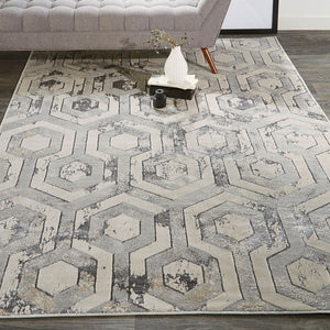 HomeRoots 4' Transform Your Space with a Gray Taupe and Silver Abstract Area Rug for Modern Elegance 12' X 15' 511490